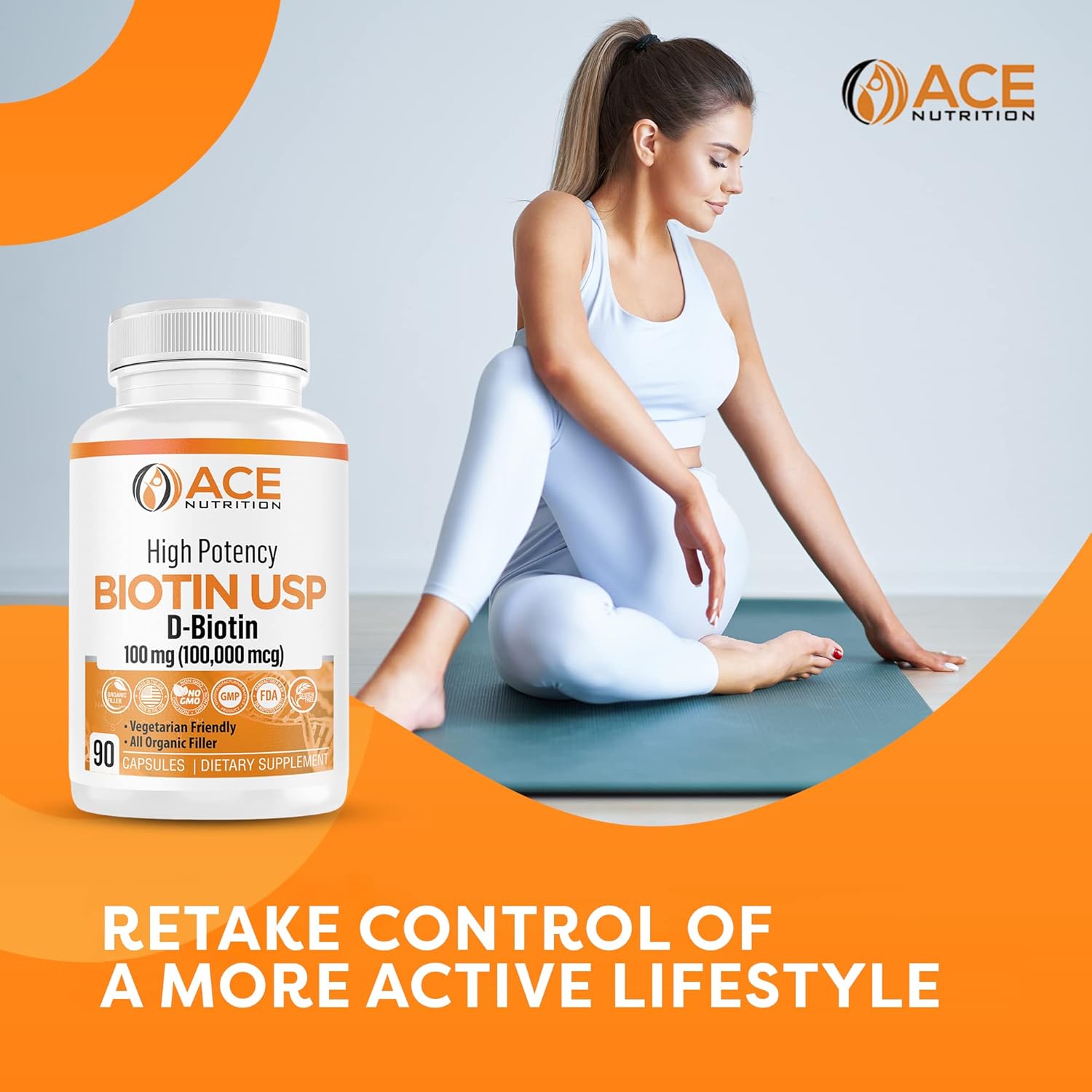 High Potency Biotin USP (D-Biotin) 100mg (100,000mcg) (3)