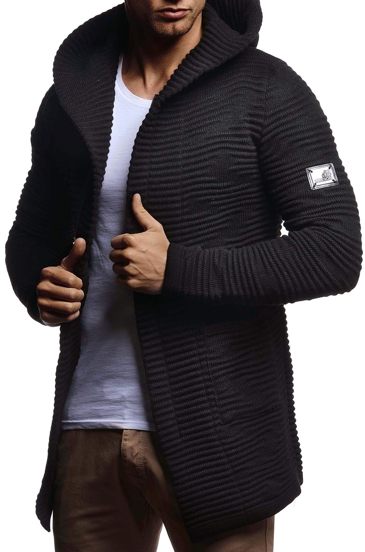 Leif Nelson Giacca Uomo in Maglia con Cappuccio Cardigan LN-5715