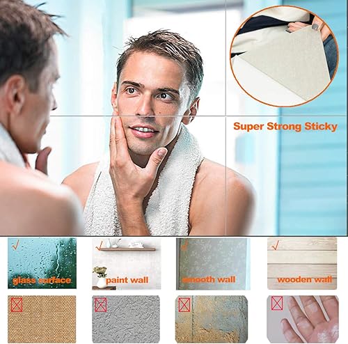 Miniatura 4 de Lámina de espejo acrílico autoadhesiva de 17 x 12 pulgadas, 0.08 pulgadas de grosor, espejo de seguridad sin vidrio, ideal para aula, camping,