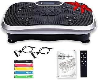Vibration Plate Exercise Machine - 99 Intensity Levels + 5 Programs - Home Vibration Fitness Trainers - Bluetooth Speaker - Full Body Workout Vibration Platform - Resistance Bands - 2 Years Warranty