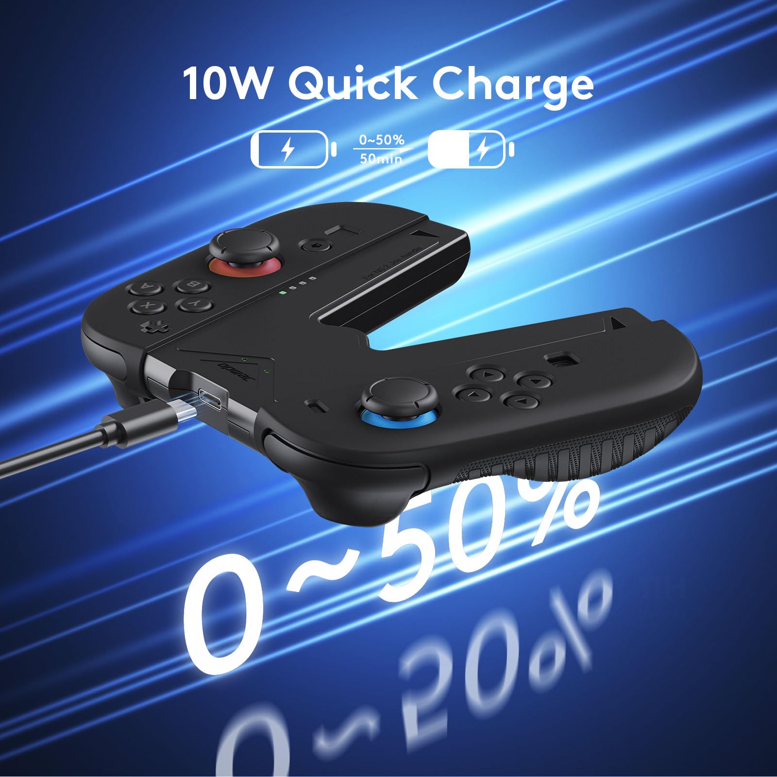 JEMDO Magnetische Joy Con 2 Aufladehalterung mit 2 Grip Case kompatibel mit Nintendo Switch 2, Ergonomische Controller Halterung mit Ladegerät, LED-Anzeige, USB-C Kabel Reisegeeignet, Schwarz