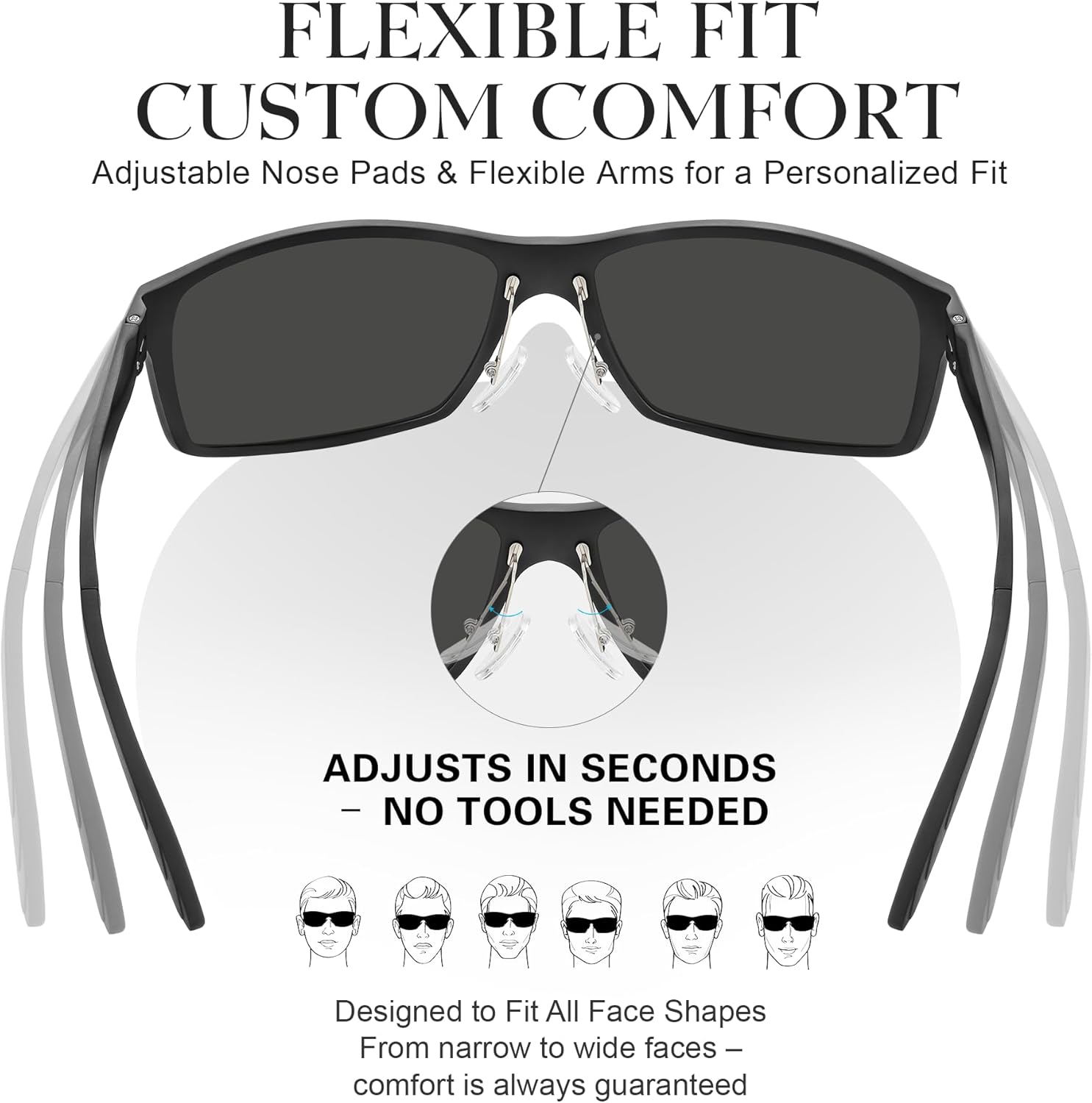 Polarized Sports Sunglasses for Men and Women - Ultra-Light Al-Mg Alloy, Glare-Busting Comfort-Fit for Riding