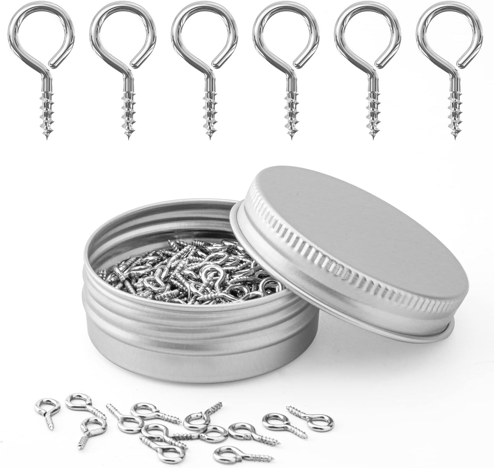 Weico300pcs Screw Eye Pins Hooks, Small Metal Hoop Eye Pin Screws for DIY Jewelry, Charm Bead Pieces/Arts & Crafts Projects/Cork Top Bottles/Charm Bead Pieces(10X5mm)