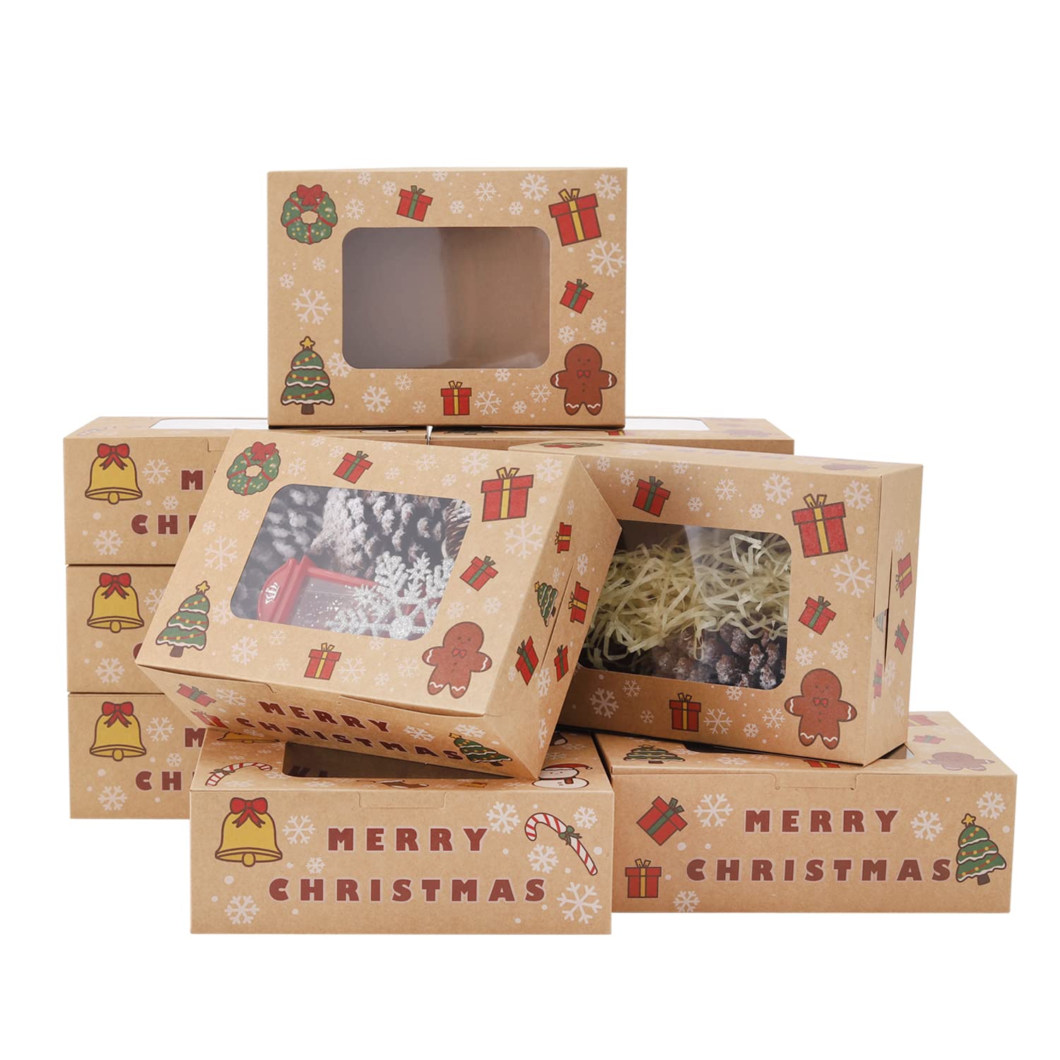 Buy Bakery Boxes with Window Kraft Paper Cookie Boxes with 3 Types