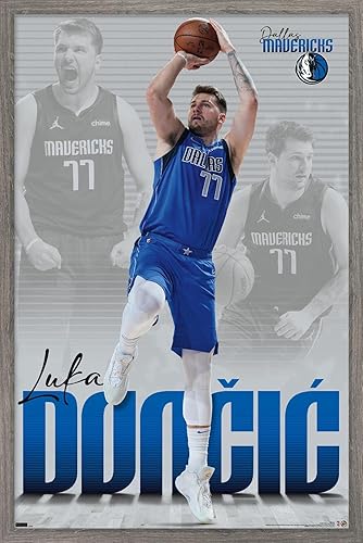 Miniatura 52 de Trends International NBA Dallas Mavericks - Póster de pared de Luka Doncic 22, 22.375 x 34 pulgadas, versión enmarcada en negro Versión enmarcada