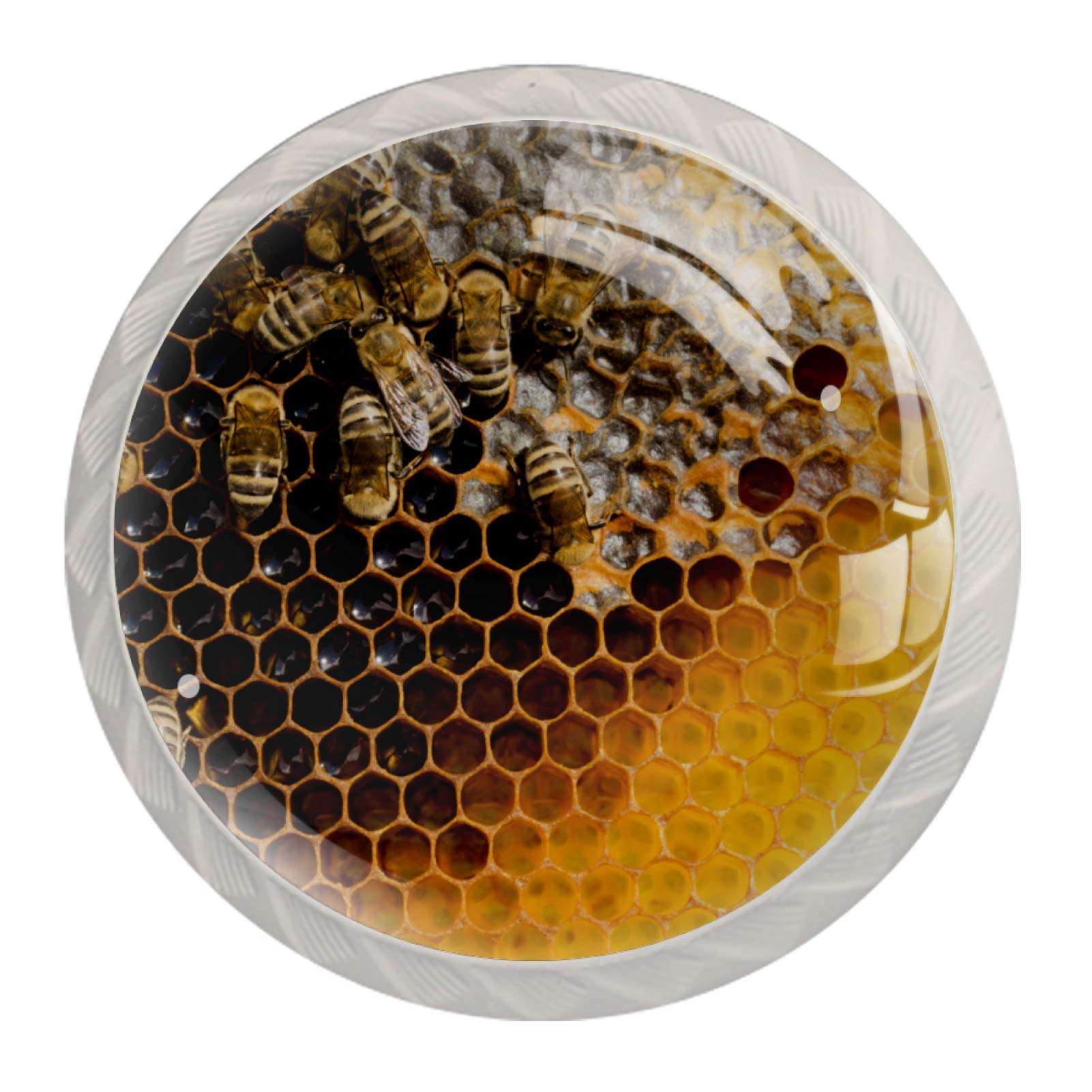 Honeycomb with Bees Yellow Kitchen Cabinet Knobs Pull Handle Drawer Knobs Hardware Set of 4