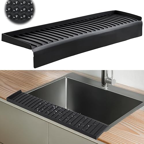 Sink Edge Protector with Suction Cup 4"x20", Silicone Sink Splash