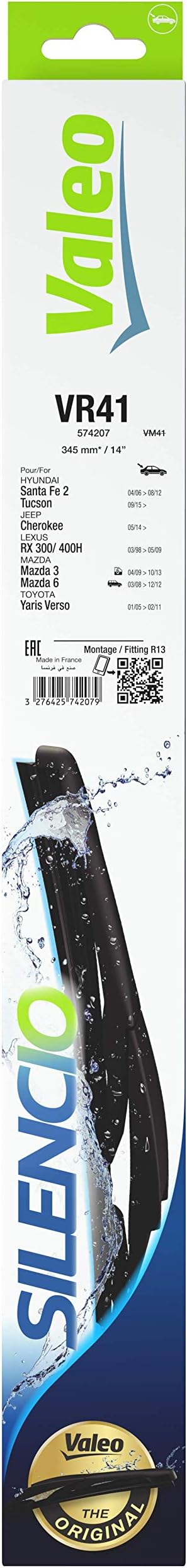 ValeoSilencio 574207 VR41 Wiper Blade 345 mm Rear Includes 1 Wiper Blade Durable Perfect Fit