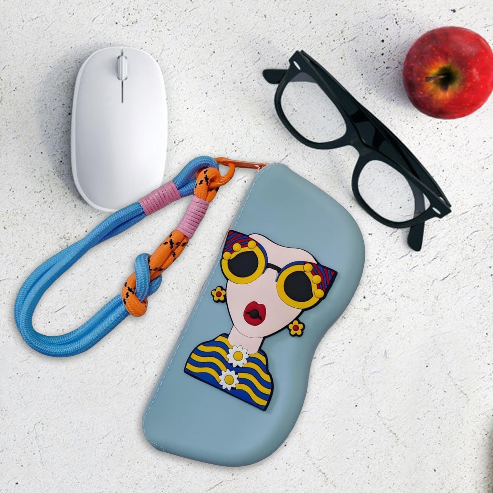 Generico Portaocchiali - Organizer Grazioso per Occhiali da Ragazza,Portaocchiali Da Sole Morbido In Silicone Con Laccetto Polso, Borsa Per Viaggio Escursionismo All'aperto