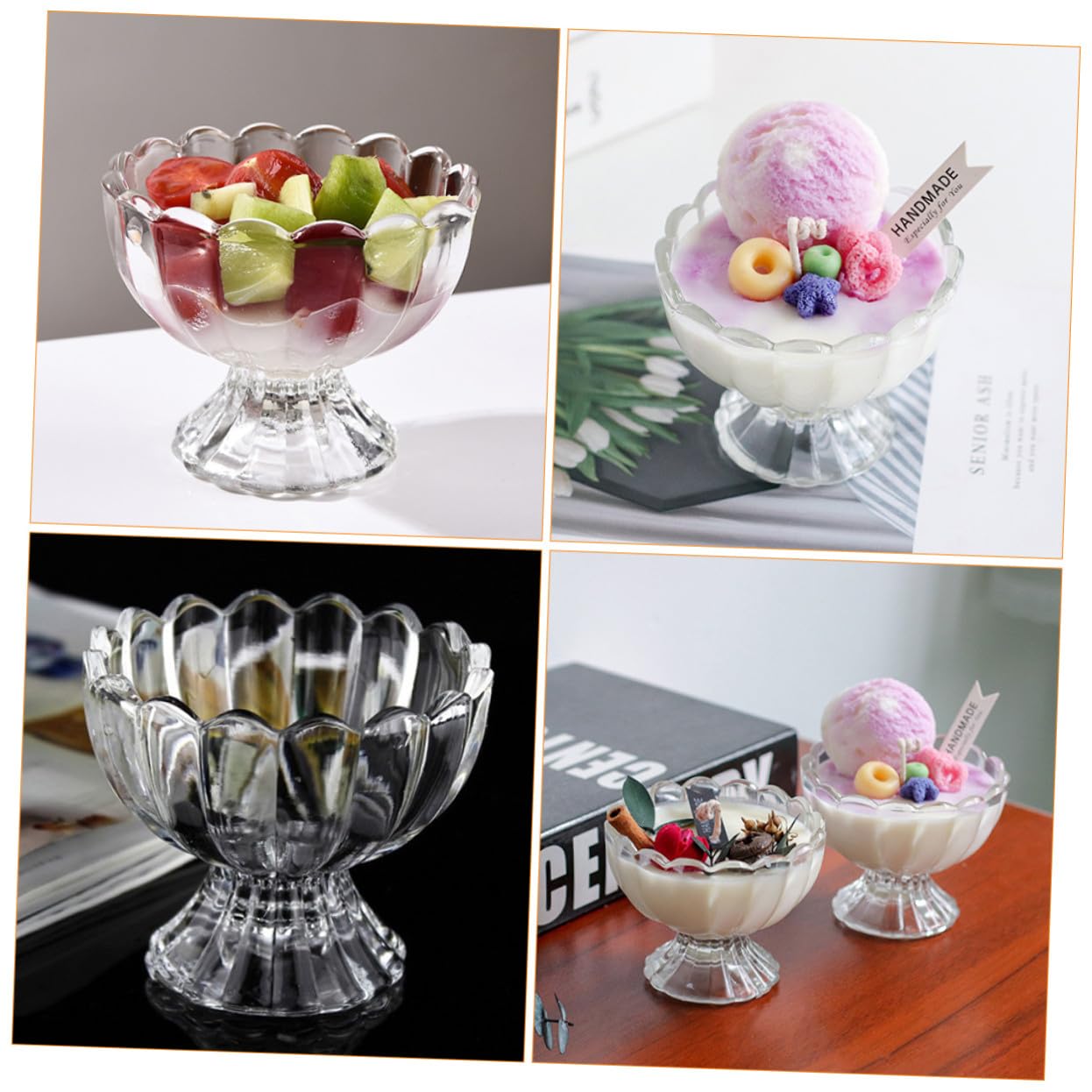 TOYANDONA Vasos de Vidrio para Postre 100 Ml Transparentes, Tazas para Gelatina y Pudín, Set de 6 Piezas, Resistentes a Frío y Calor, Hogar y Cocina, Envases para Helados y Postres