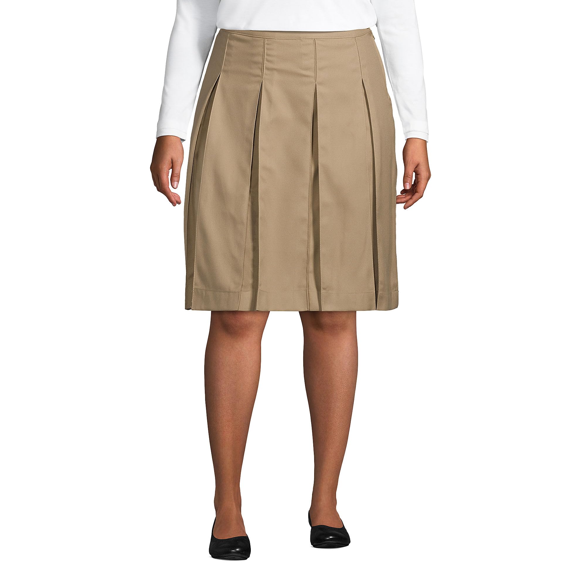 Lands End School Uniform Womens Solid Box Pleat Skirt Top of Knee