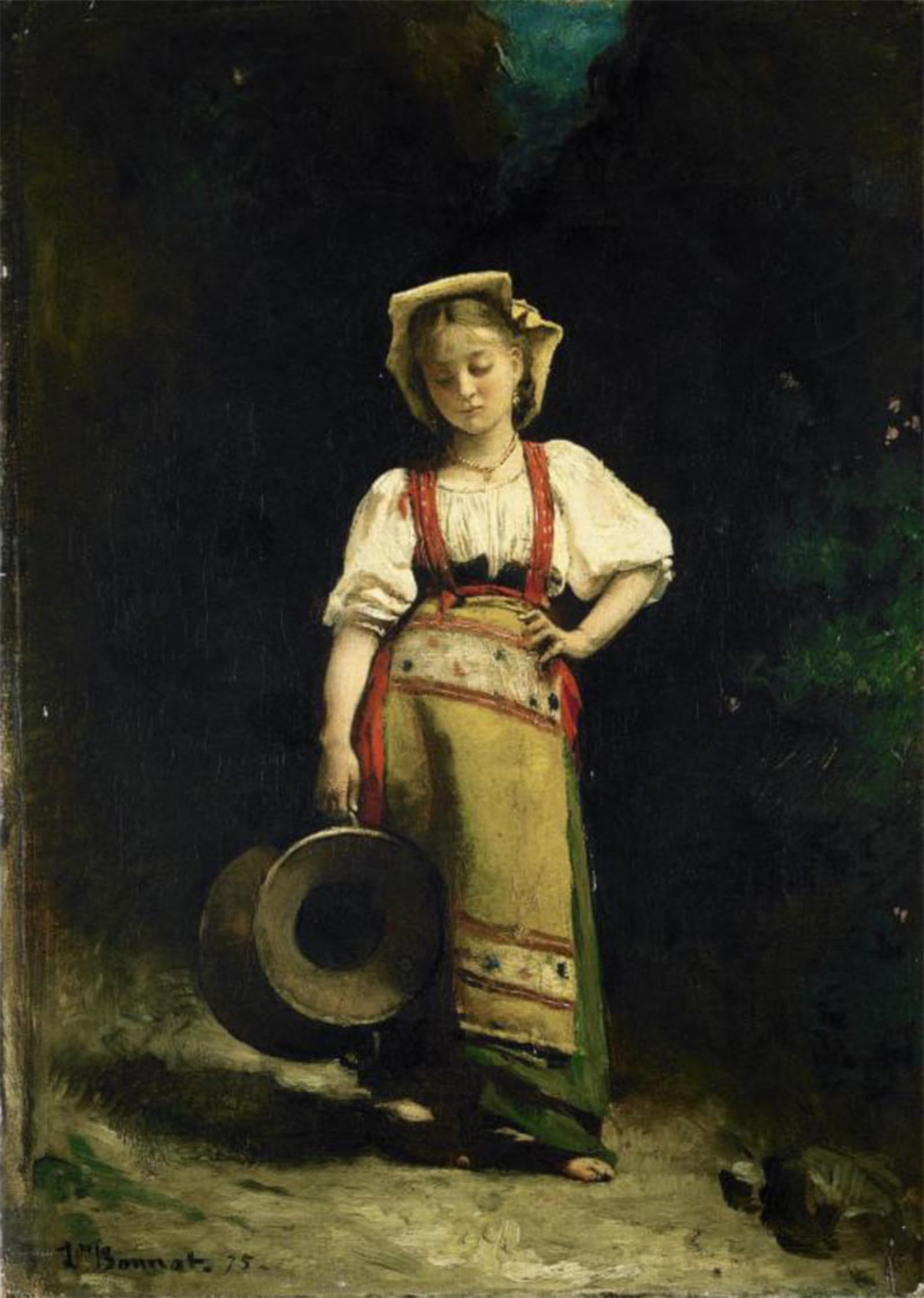 POSTERIIk Famous Modern Artwork Art Mural Italian Girl with a Jugby Leon Bonnat Oil Paintings Pictures for Home Decor 60x90cm