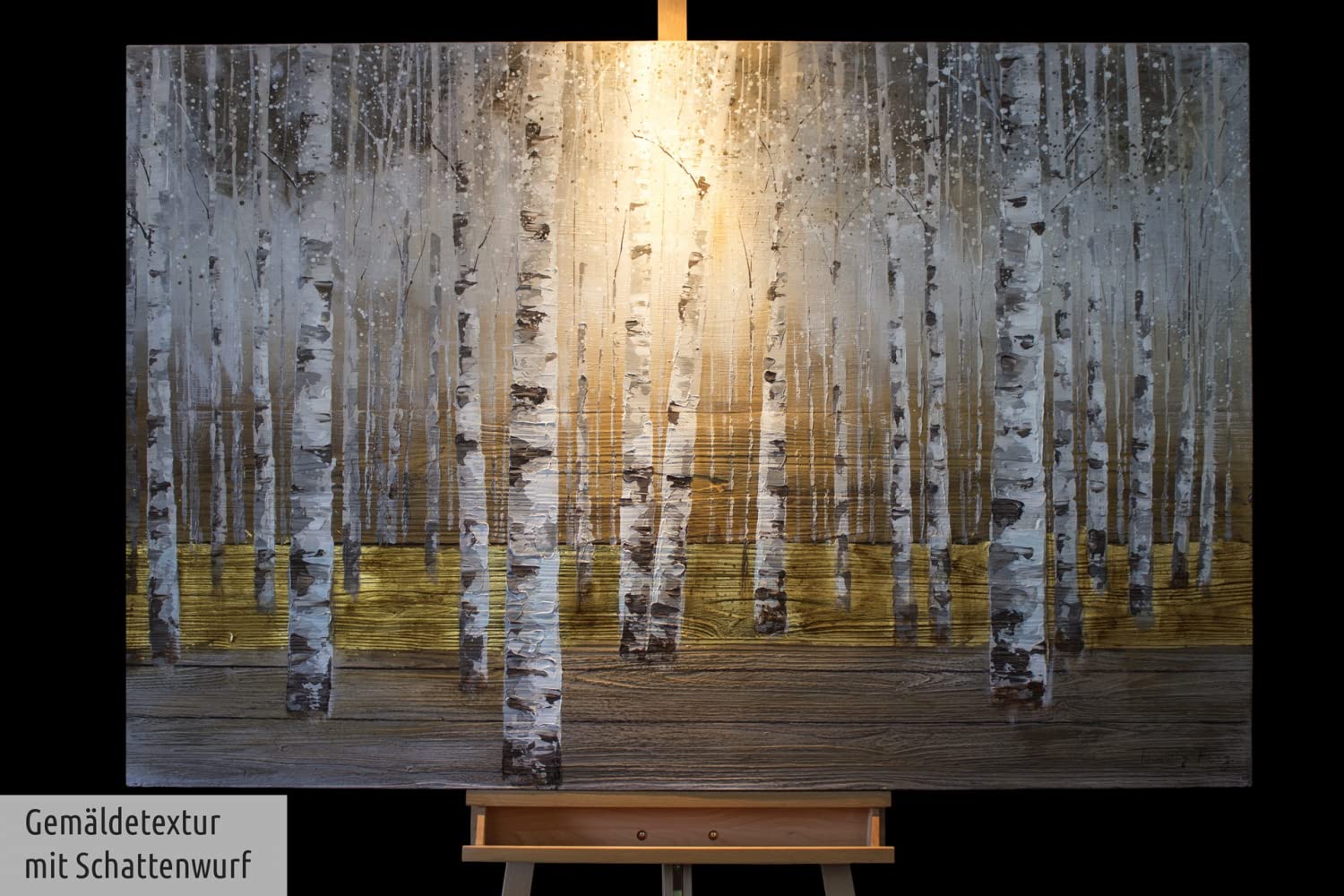 Kunstloft Quadro su tela | 100% DIPINTO A MANO | 140x70cm | Dipinto 'Il sussurrare dell'albero' | Foresta & Alberi | Bianco Marrone | Arte moderna