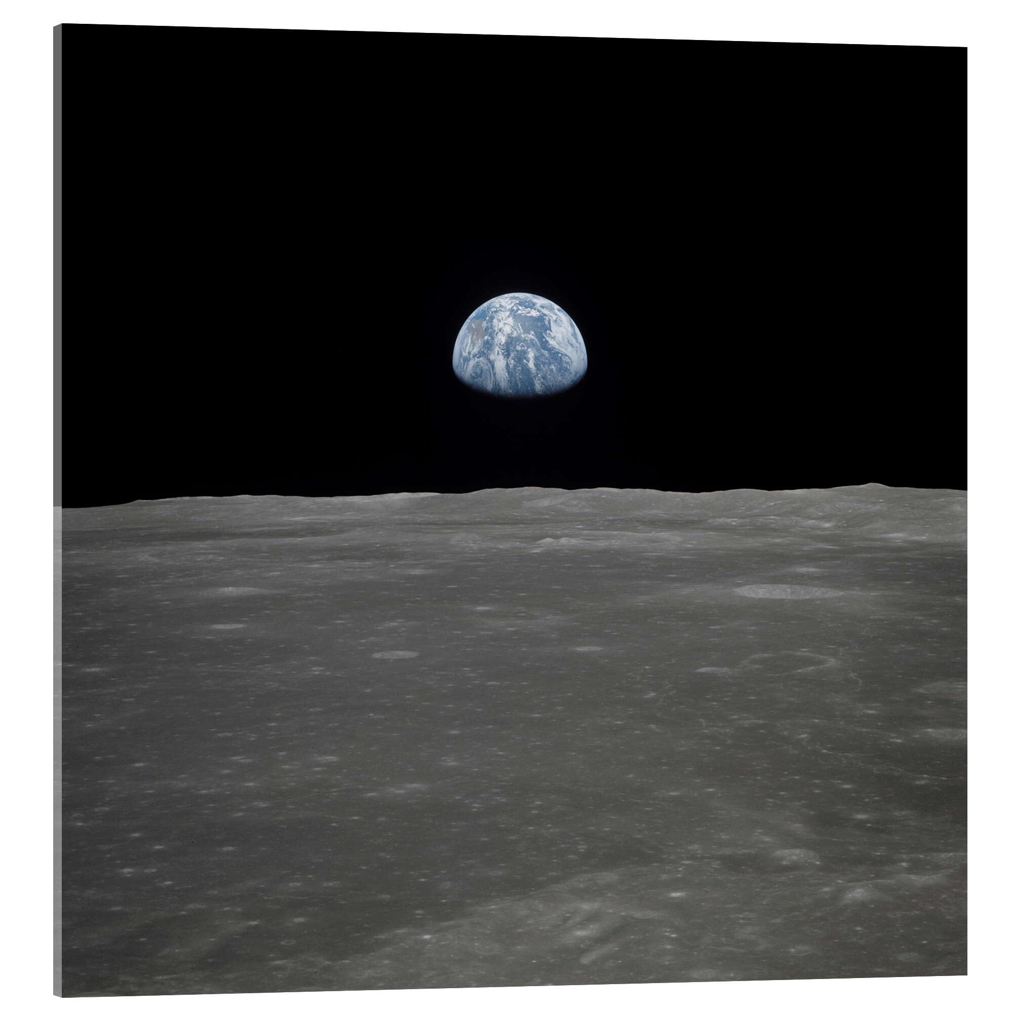Apollo 11 Aufgang der Erde über dem Mond, Juli 1969 Acrylglasbild | 60 x 60 cm von NASA Schwarz Wandbilder Wanddeko