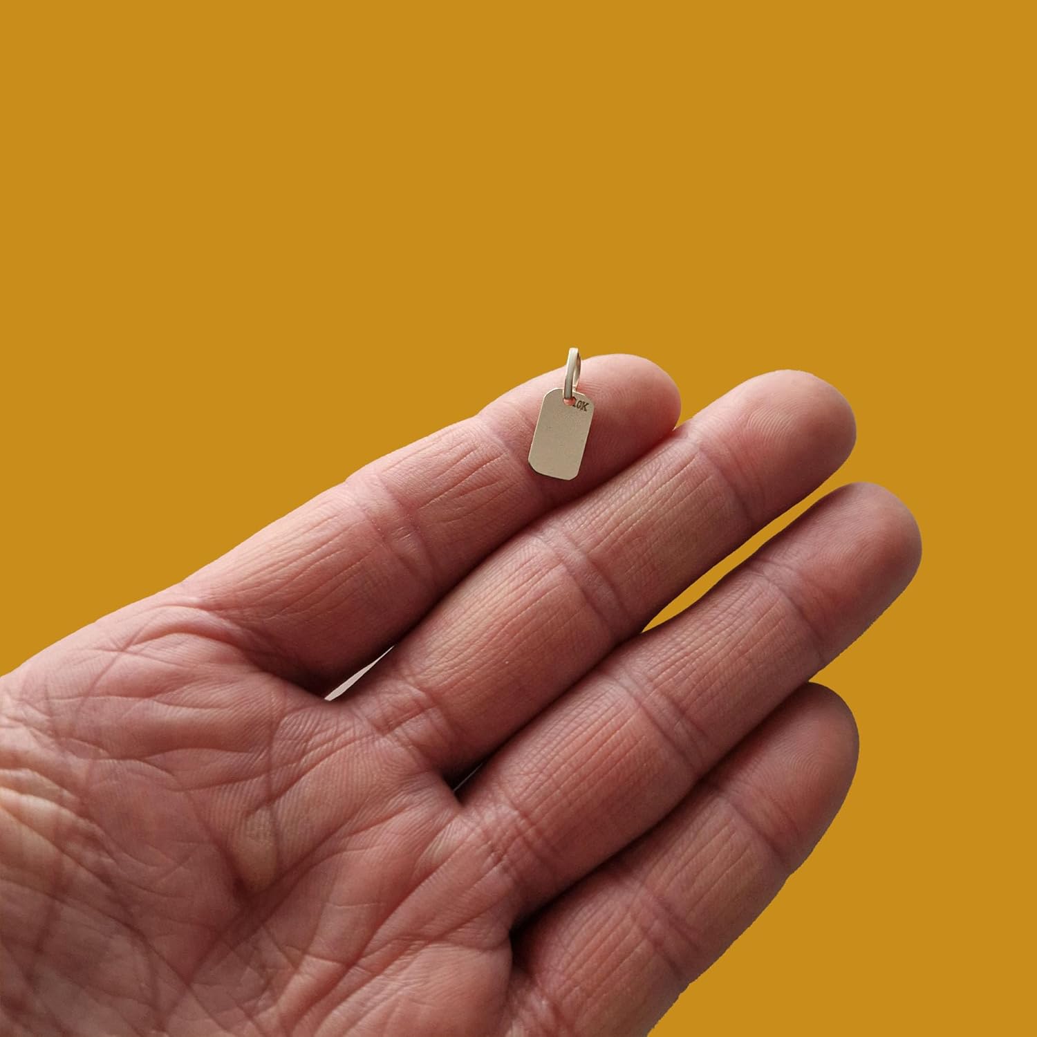 Lucche Solid 10k Gold Pendant Initial Personalised Monogram Name Engraved Jewelry Gift for Women Round Tag Medallion Rectangle Small Charm for Necklace