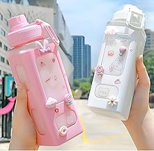 AJIGNA MART Kawaii Water Bottle for Girls – 700ml Cute Leakproof Plastic Sipper Bottle with Strap for Office, School, Gym & Travel (Multicolor)
