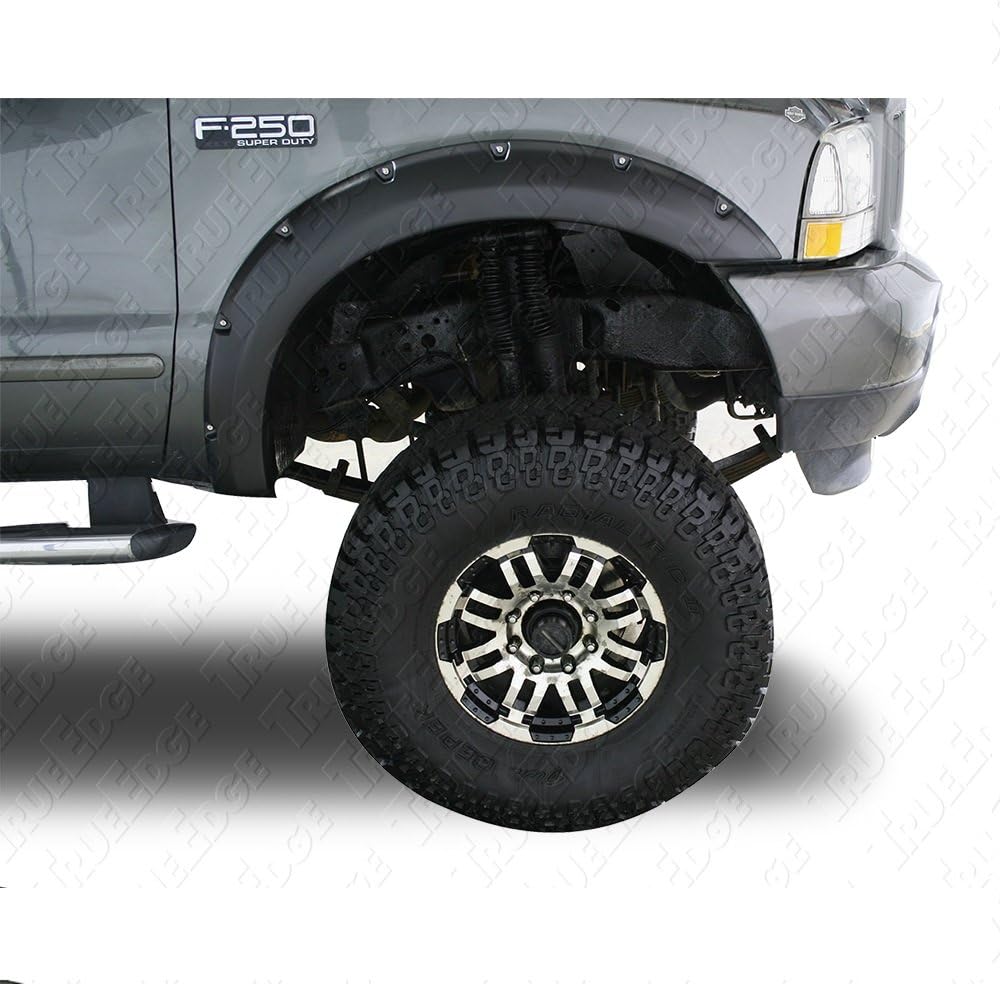 TrueEdge Rivetz Pocket Style Fender Flares - Ford SuperDuty 1999-2007 - Set of 4 - Smooth Black Finish