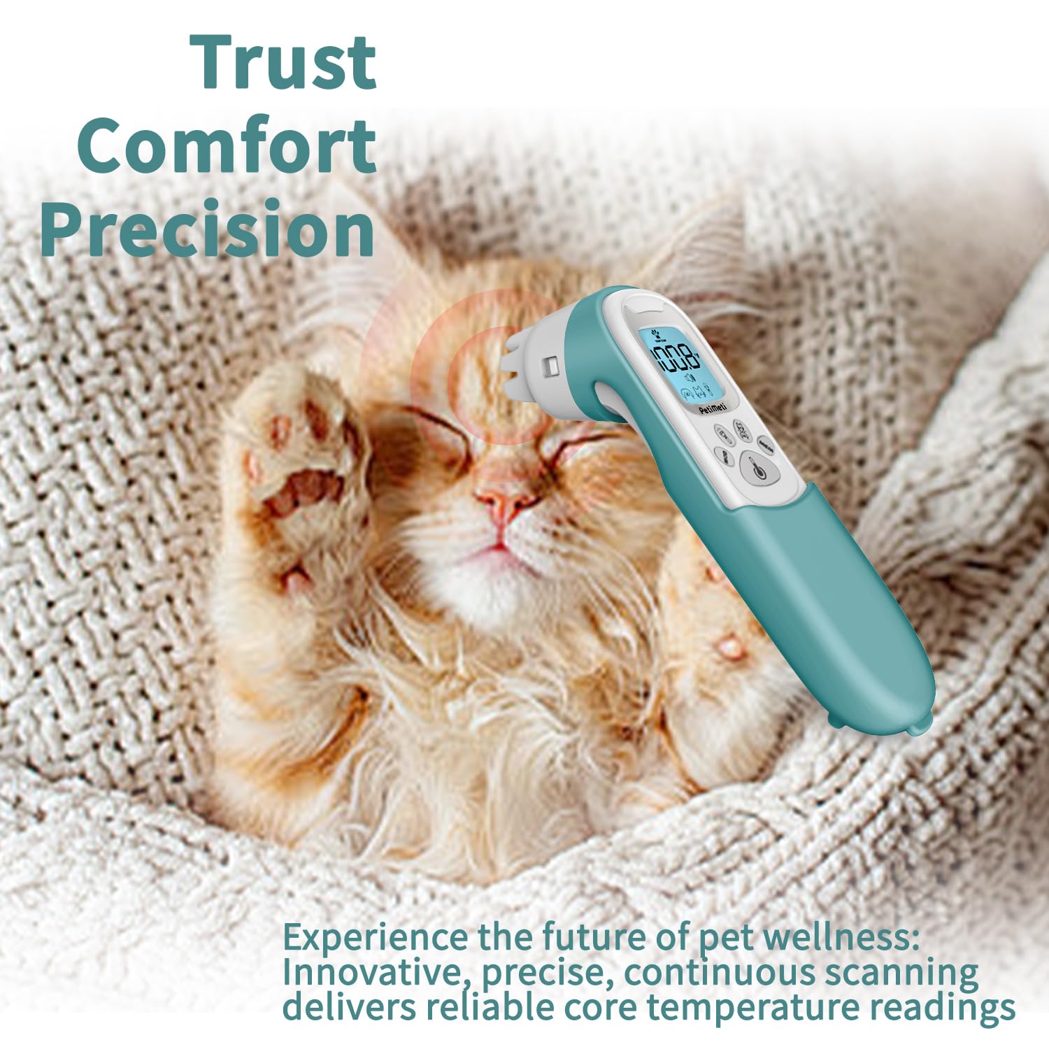 Smart Pet Thermo Comb - Termometro digitale non invasivo per animali domestici, per cani e gatti, scansione orale/rettale/superficiale per un rilevamento accurato della temperatura interna
