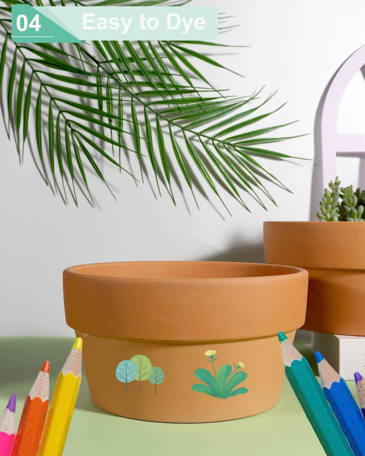 vensovo 8 Inch Terracotta Shallow Succulent Pot - 2 Pack Large Terra Cotta Clay Pot, Cacuts Indoor and Outdoor Planters with Drainage Hole