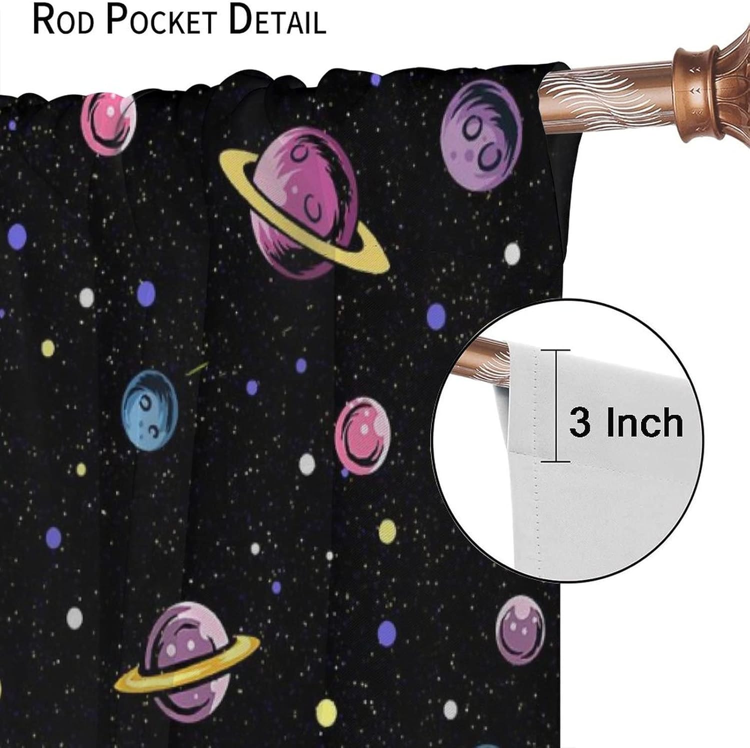 Funny Dinosaur Rod Pocket Blackout Curtains for Bedroom - Cartoon Cool Astronaut Riding Shark Psychedelic Galaxy Outer Space Window Drapes,Thermal Insulated Room Darkening Curtains 42x45in