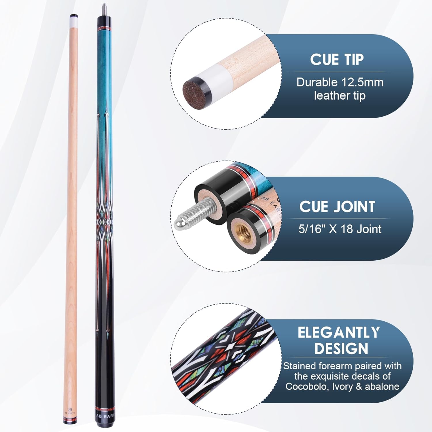 36 Inch/ 42 Inch/ 48 Inch Short Pool Cue Stick for Kids, Canadian Maple Billiard Cues for Tight Spaces