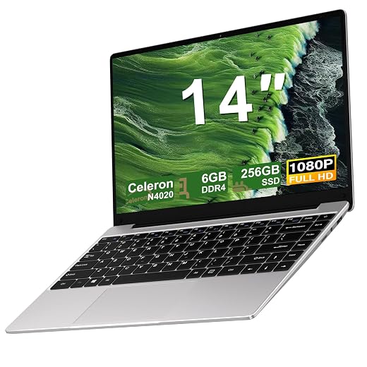 NOTODD Win 11 Laptop with 5G WiFi, Laptop 14 Inches 6GB RAM 256GB SSD Expansion SSD 1TB, BT 4.2 3.0 Transmission Port 1920*1080 FHD Good Laptops & Mini Multimedia Port-Silver