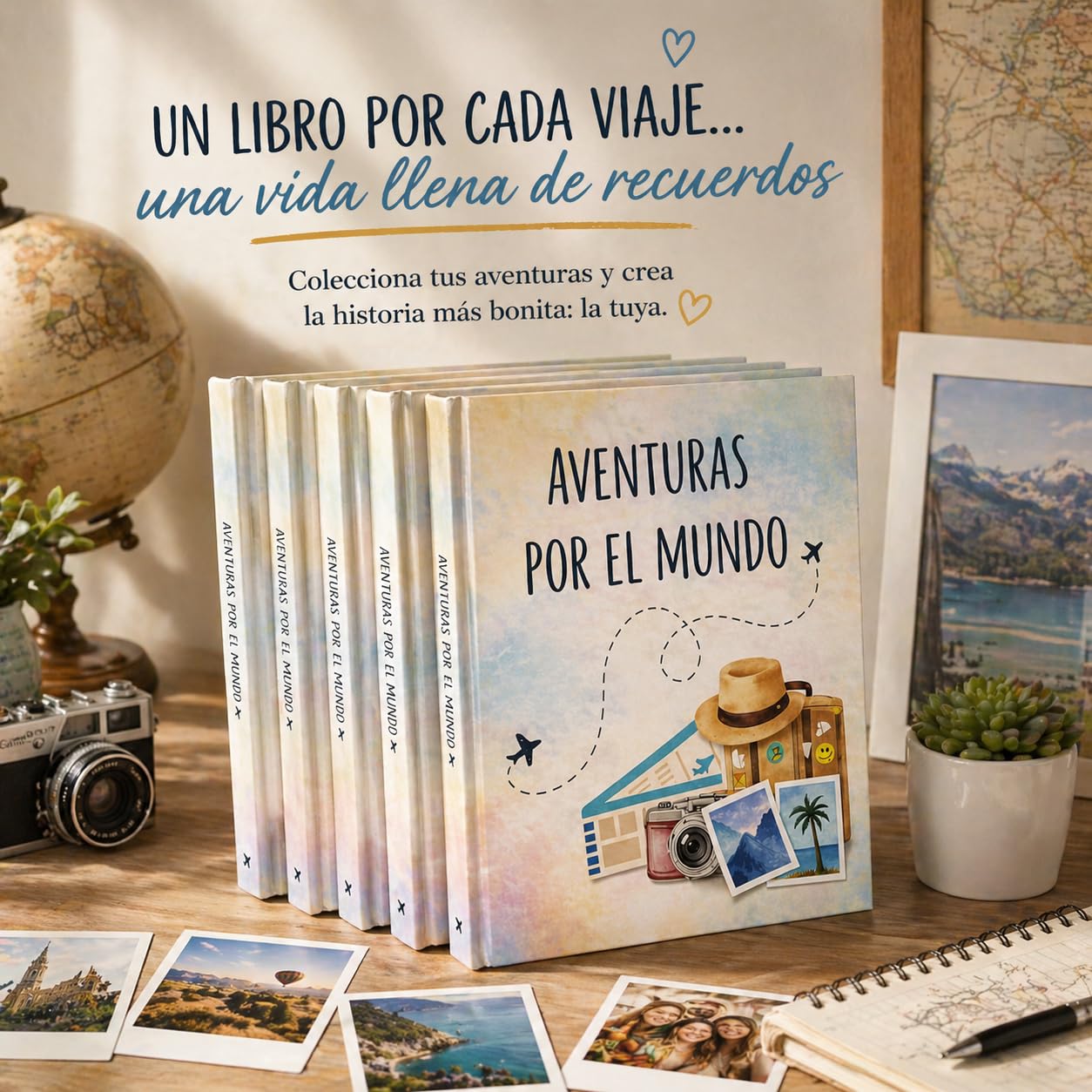 Álbum de Fotos de Viaje para Pegar y Escribir – Diario de Viaje y Scrapbook de Recuerdos | Travel Journal para Fotos y Experiencias | Libro Aventuras por el Mundo Regalo para Viajeros