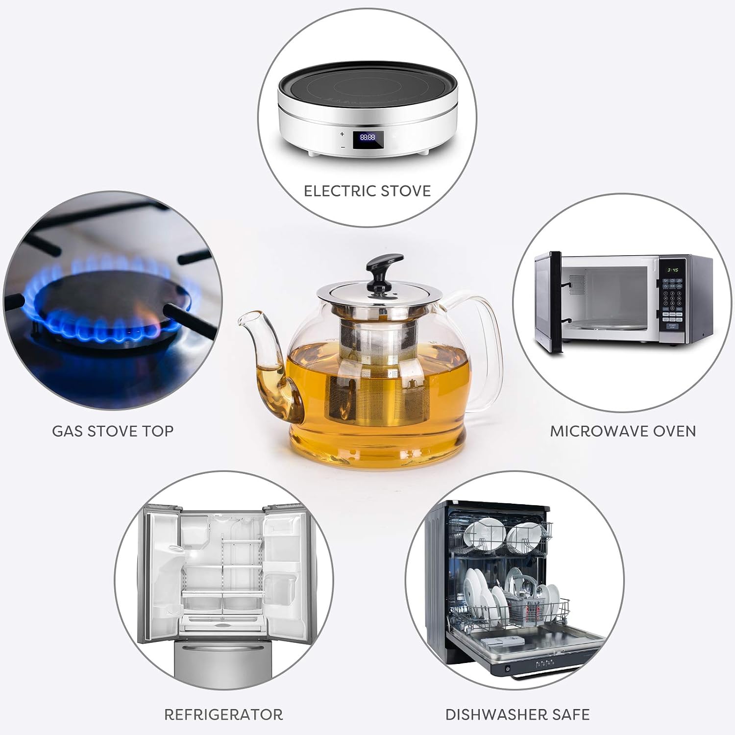 Inavis Glass Teapot with Removable Infuser, 23 oz Tea Kettle for Stove top- Perfect for Blooming and Loose Leaf Tea