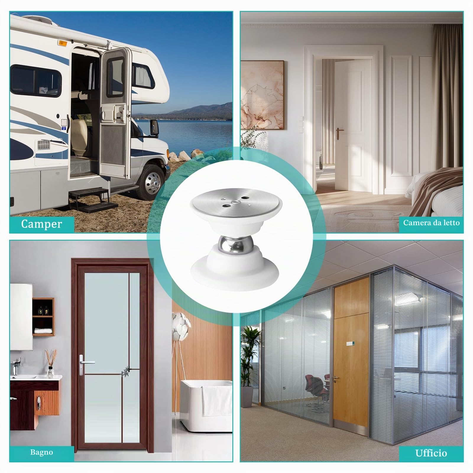 2 Pezzi Fermaporta Magnetico per Camper Bianco Magnetiche Door Holder Ferma Porta da Muro con Viti e Adesivo per Roulotte Barca Auto Scomparti Camper Porta di Sicurezza