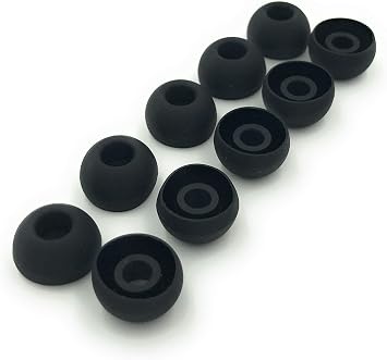 10 Pairs Large Black Silicone Replacement Ear Buds Tips Covers