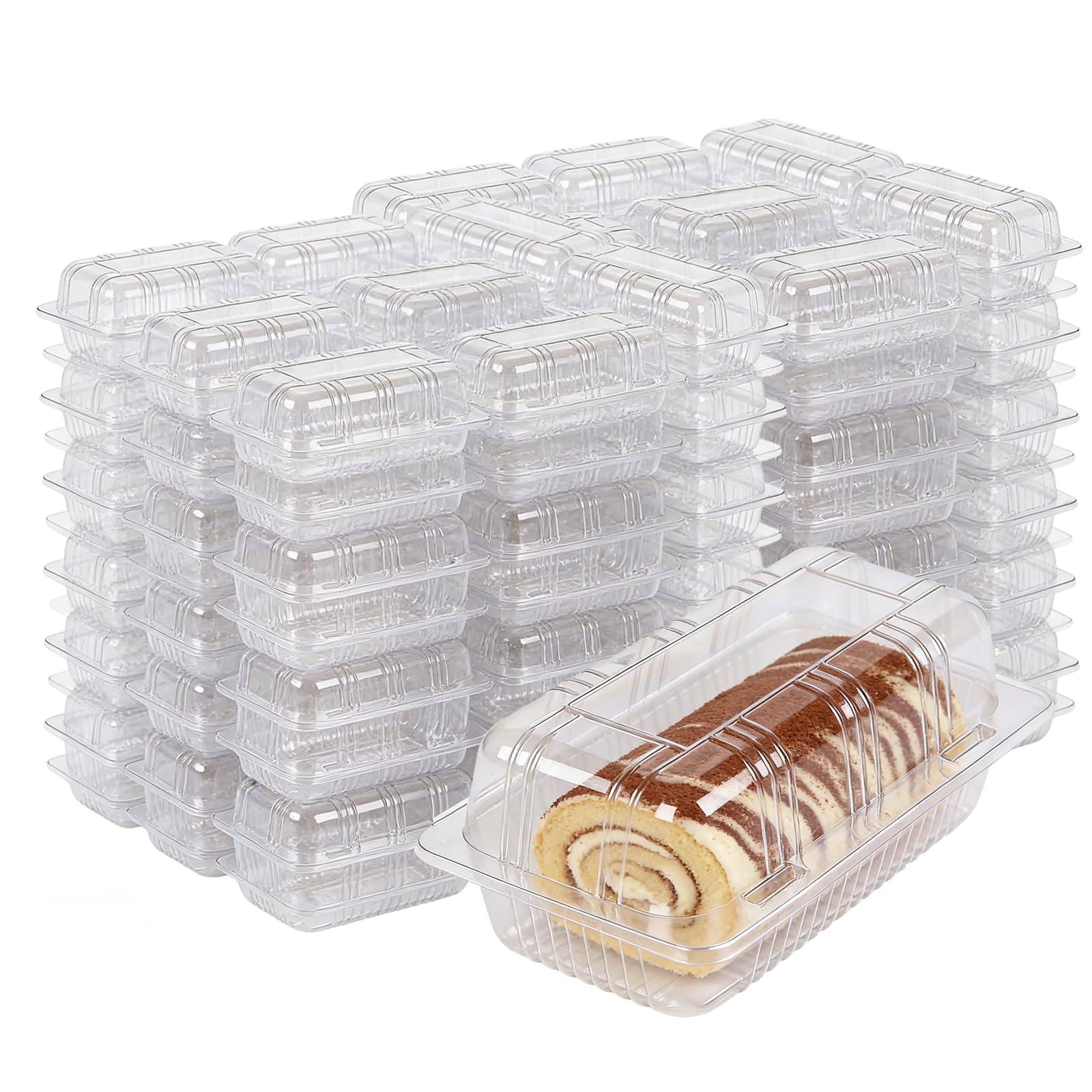 Rthynti 100pcs Clear Cake Slice Boxes, Plastic Cake Boxes, Square Cake Slice Containers with Lid, Individual Dessert Container for Sandwich Salad Hamburger