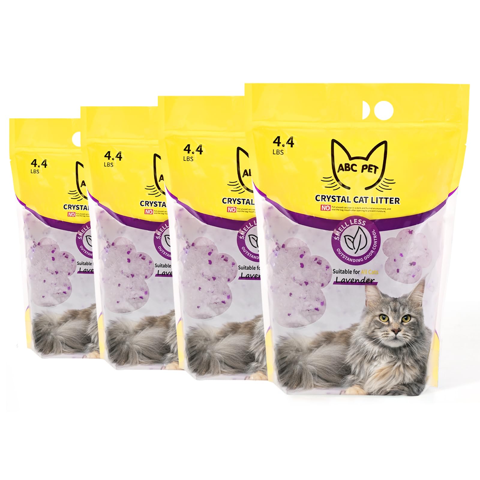 ABCPET Cat Litter Crystals No Clumping Odor Control Kitty Litter Non-Clumping No scooping Low Dust, Low Tracking, Dehydrates Waste Lavender - 17.2 lbs