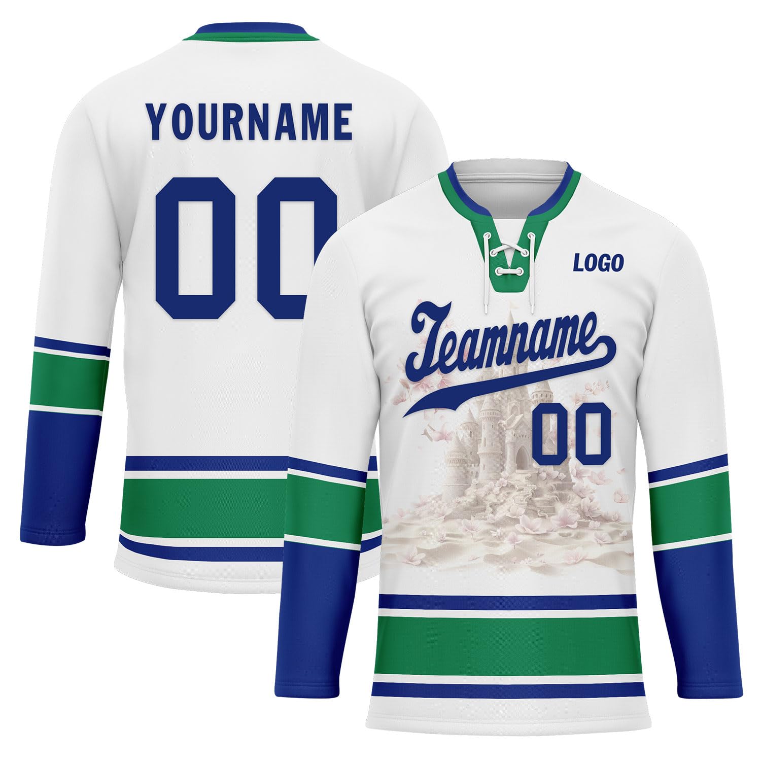 Onegam Custom Hockey Jersey for Adult Youth, Cherry Blossom Personalized Ice & Field Hockey Team Sports Practice Jerseys