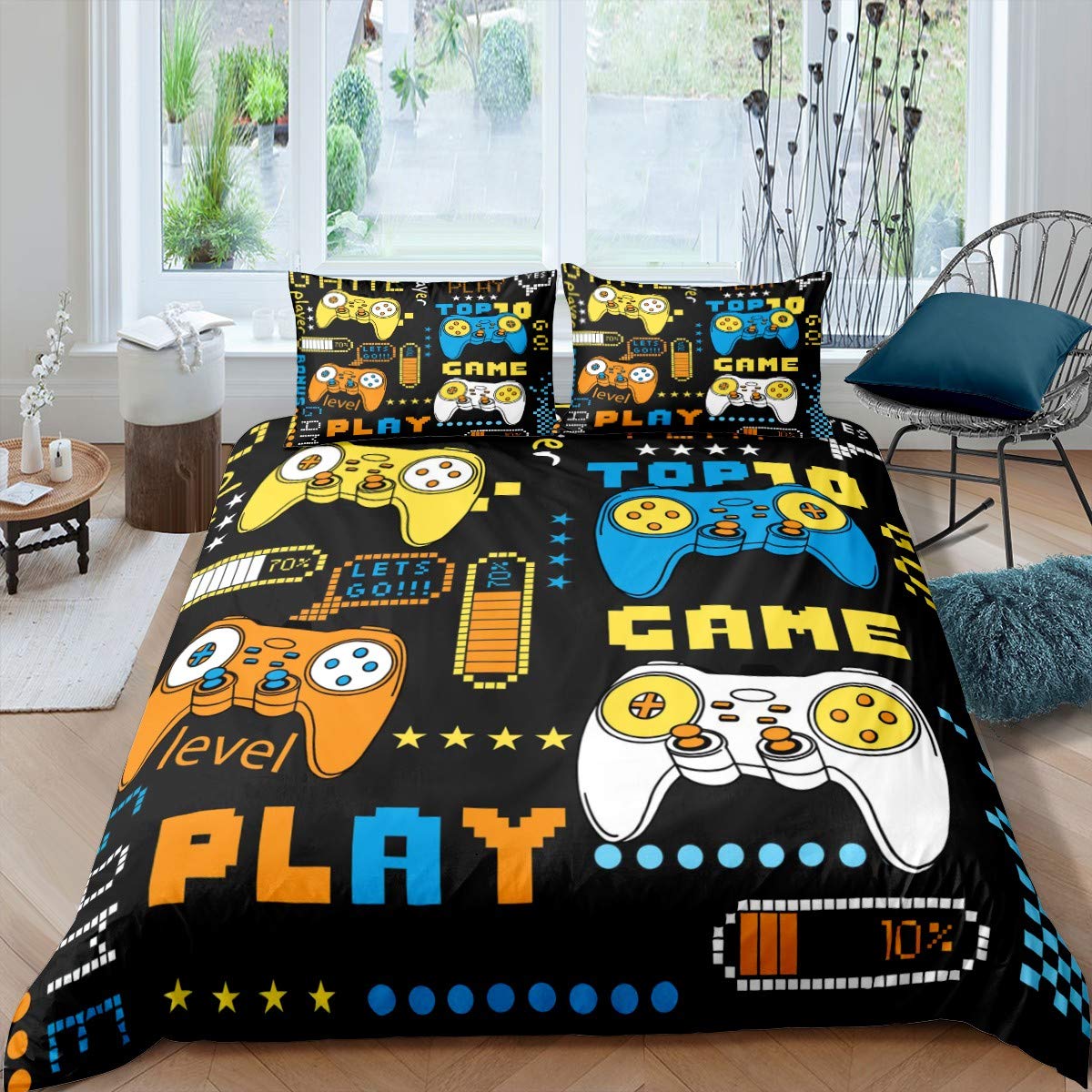 Copripiumino Gioco Ragazzi Gamepad Gamer Set Biancheria da Letto Bambini Adolescenti Videogioco Gamepad Copripiumino novità Controller di Gioco Copriletto Copriletto Collezione Camera da Let