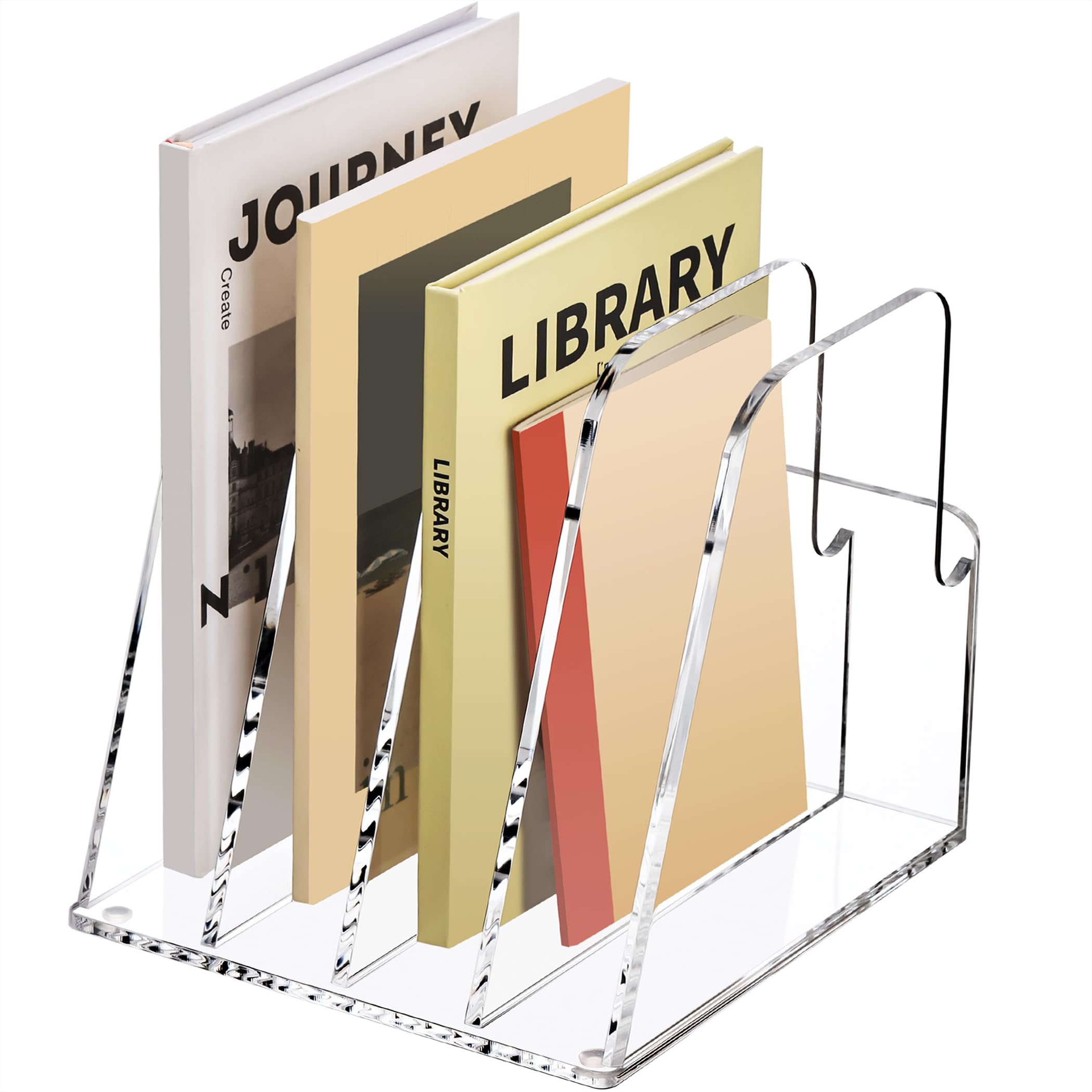 Porte-revues acrylique étagère de rangement moderne 4 compartiments pour livre et magazine