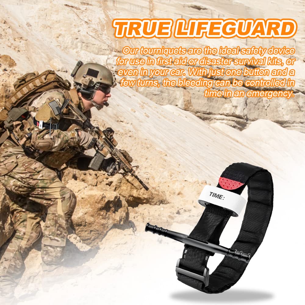 Lotvic 6 pièces Garrot Tourniquet, Bandage Israélien, Tourniquet De Secourisme Médical pour Trousse de Secours Militaire, Familiale Fournitures D'Urgence Extérieures, Noir