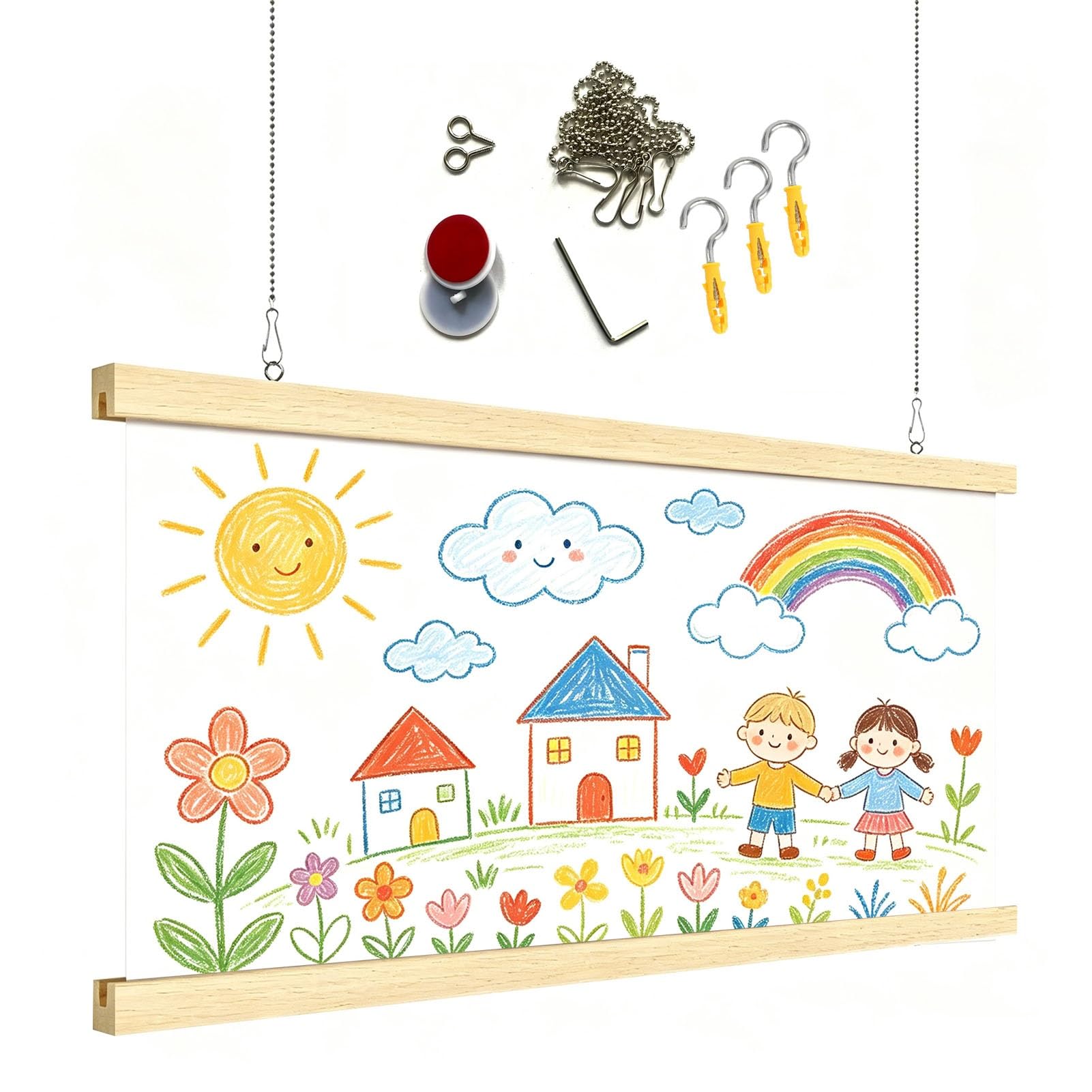 Colgar Cuadros Kit para Colgar Marcos de Arte Infantiles de Madera Maciza