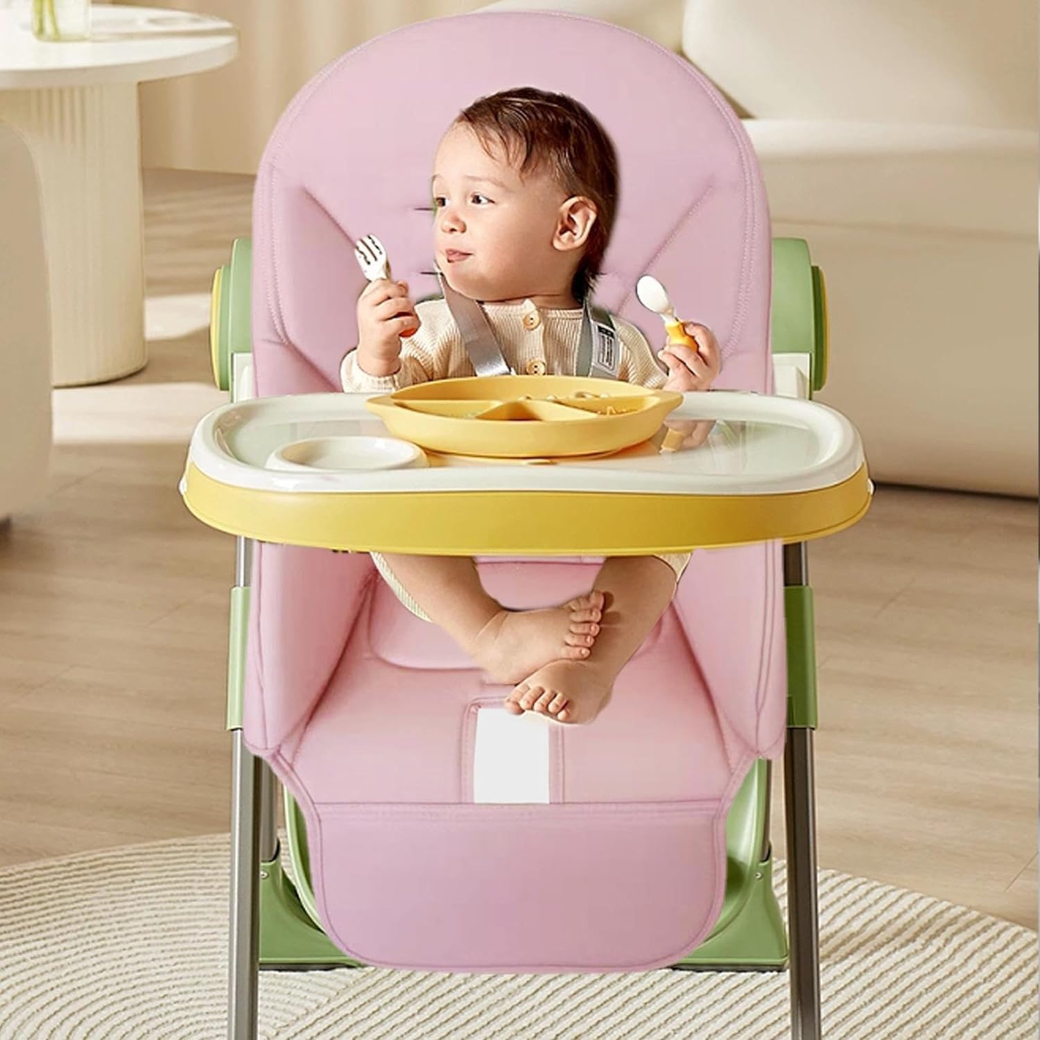 Cuscino per Seggiolone, Fodera per Sedia da Pranzo per Bambini, Imbottitura Seggiolone in Pelle PU, Morbido E Confortevole, Copriseggiolone Universale per Peg Perego, Baoneo, Kosmic Jan, Siesta Zero3