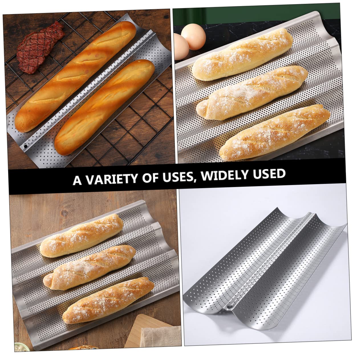 Garneck 2 Stück Edelstahl Baguette Backform mit Antihaftbeschichtung Mehrzweck Brotbackform für Küche und Bäckerei Geeignet für Französisches Brot Backen