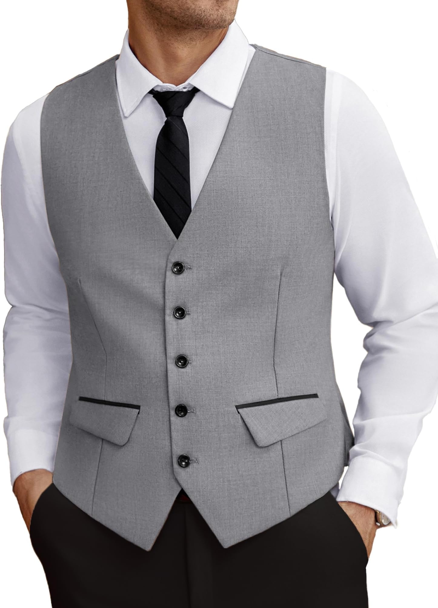 Men's Business Suit Vest Slim Fit Dress Vest Wedding Waistcoat