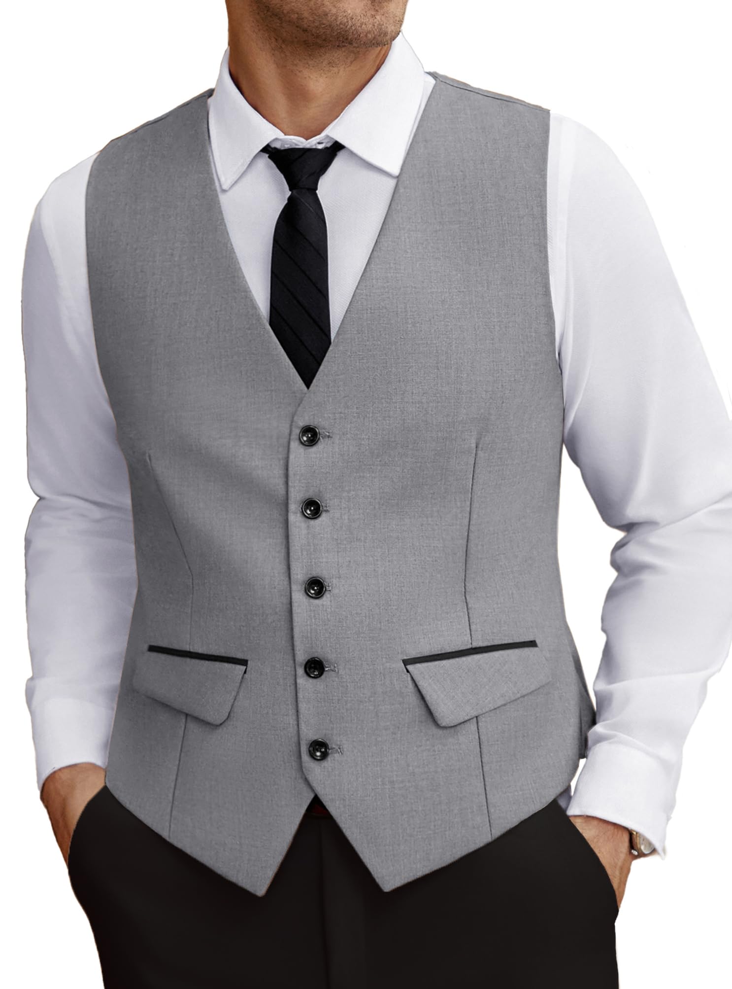 Men's Business Suit Vest Slim Fit Dress Vest Wedding Waistcoat