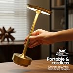Cordless Table Lamps 2 Pack LED Rechargeable Battery Operated Desk Lamps with 3 Color Stepless Dimmable,Portable Wireless Table Lights for Outdoor Patio Bar Restaurants Bedroom Bedside Gold