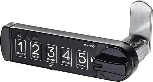 MicroIQ Cerradura electrónica de gabinete para puertas, cajones, taquillas, teclado digital para seguridad sin llave, reemplazo de cerradura de leva