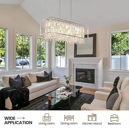 Miniatura 9 de HOSSEE Lámparas colgantes, iluminación de isla de cocina de 1 luz, moderna lámpara colgante de cristal, mini candelabros de cristal para comedor,