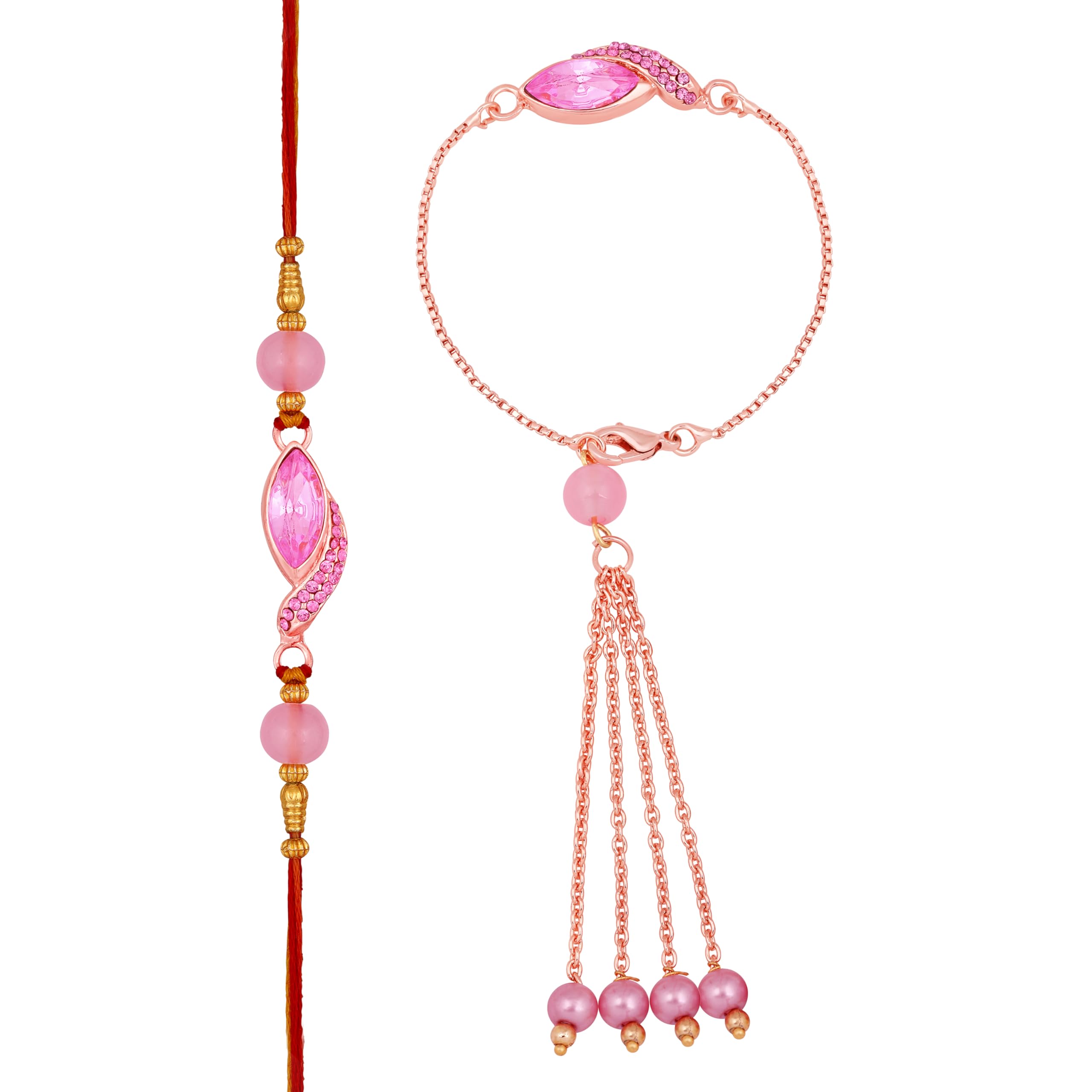 Mahi Pink Crystals Studded Simple and Classic Lumba with and Brother Rakhi Set for Bhaiya and Bhabhi (RCOL1105685ZPin) (B0D791XJVM) Amazon Price History, Amazon Price Tracker