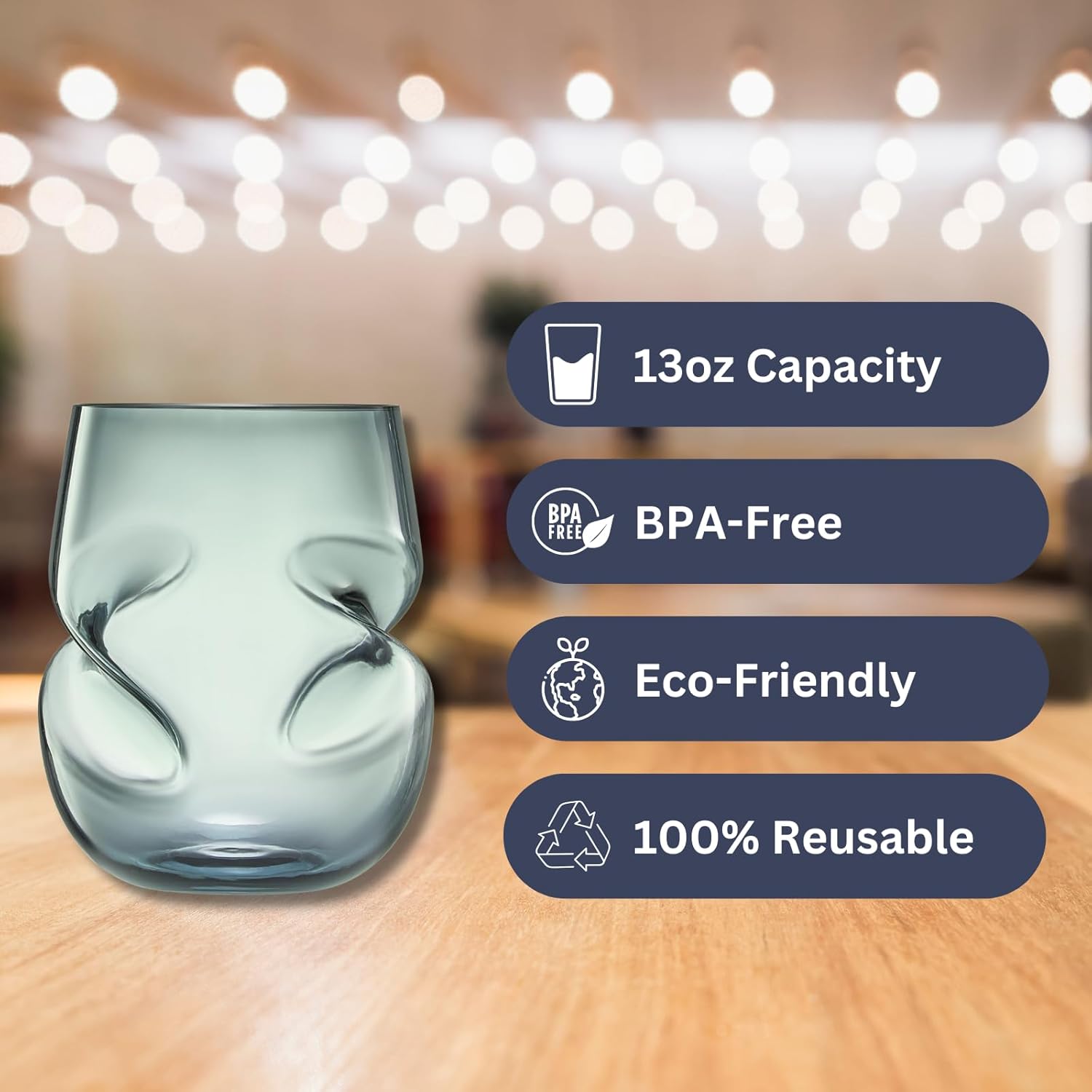 Khen Unbreakable Aerating Stemless Wine Glasses - European Tritan Plastic Wine Glass Set with Finger Indentations - Set of 4-13 oz Pastel Glass - Acrylic Reusable, BPA Free, Naturally Aerates Wines - Image 4