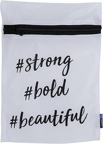 Miniatura 5 de Woolite Brasier estampado de 3 piezas, prendas delicadas de lavandería de varios tamaños, bolsa de lavado de malla con cierre de cremallera, grande,