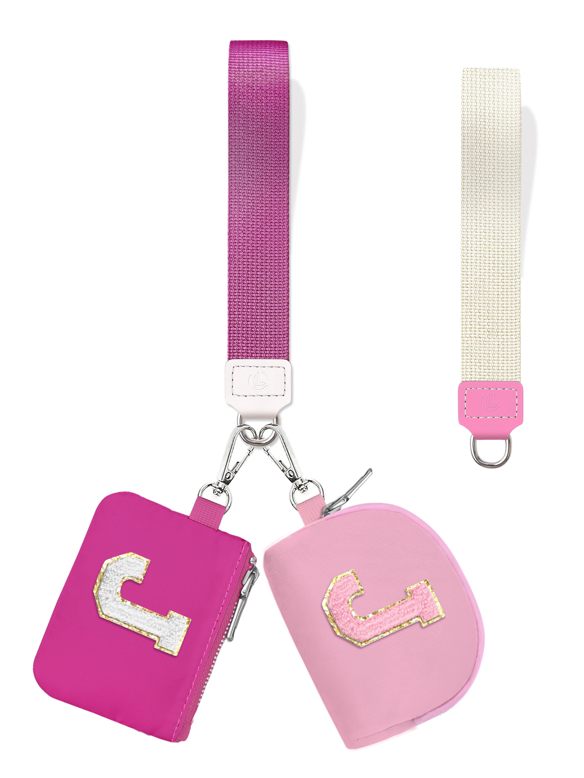 LIMKRIAN Initial Wristlet Wallet for Women,Small Dual Pouch Wristlet,Personalised Keychain Wallet,Mini Zip Around Coin Pouse