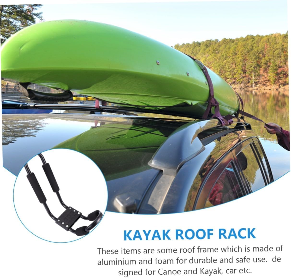 ibasenice Kayak Roof Rack for Car Rooftop Detachable J-Shaped Kayak Carrier Holder 2pcs Set for SUV and Truck Crossbars Heavy-Duty Outdoor Storage Rack and Canoe Transport