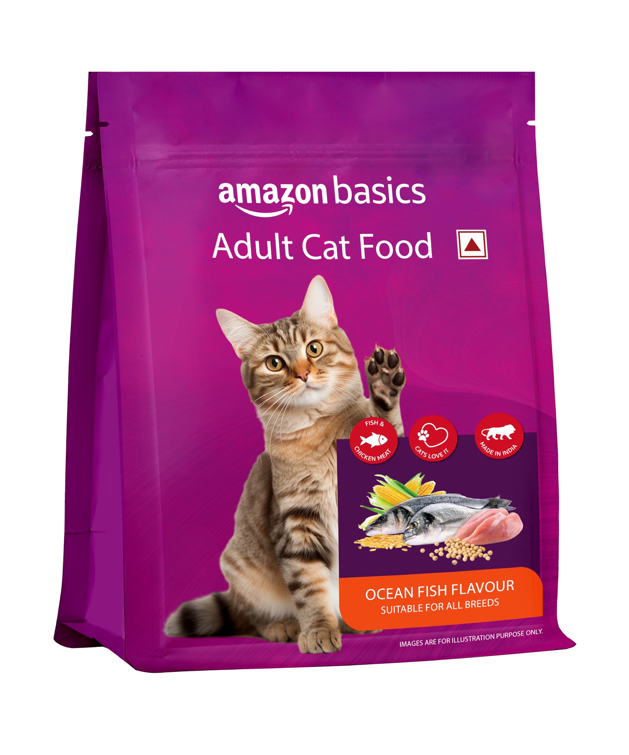 Amazon Basics Dry Cat Food | 1 Kg Trial Pack| Ocean Fish | with Real Chicken Meat & Fish | Suitable for Adult Cats | Packed with Protein | Suitable for All Breeds-image-5